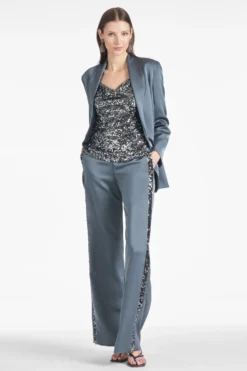 Tuxedo Sequin Alli Pant - Gunmetal -Sachin & Babi Shop ALLIPANT JESSETOP GUNMETAL FRONT2 scaled