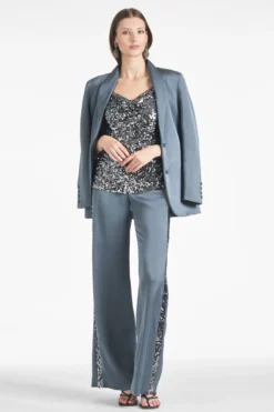 Tuxedo Sequin Alli Pant - Gunmetal -Sachin & Babi Shop ALLIPANT JESSETOP GUNMETAL FRONT3 scaled