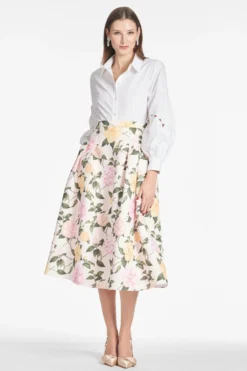 Lydia Skirt - Pink Lemonade Bouquet -Sachin & Babi Shop ASTORTOP WHITE LYDIASKIRT PINKLEMONADEFLORAL FRONT2 scaled