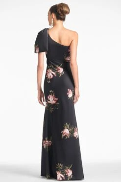 Aubrey Gown - Noir Blossom 7 Aubrey Gown - Noir Blossom -Sachin & Babi Shop AUBREYGOWN NOIRBLOSSOM BACK