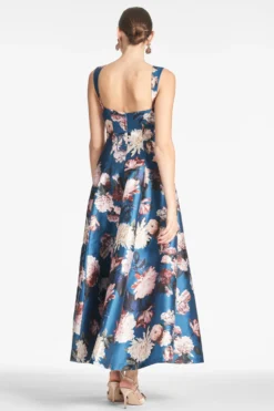 Audrey Gown - Teal Garden -Sachin & Babi Shop AUDREYDRESS TEALGARDEN BACK scaled