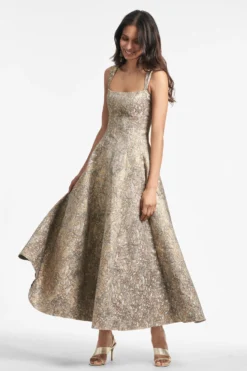 Audrey Gown - Gilded Floral 8 Audrey Gown - Gilded Floral -Sachin & Babi Shop AUDREYGOWN GILDEDFLORAL FRONT4 scaled