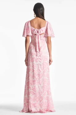 Aurora Gown - Rouge Damask Rose -Sachin & Babi Shop AURORAGOWN ROUGEDAMASKROSE BACK scaled