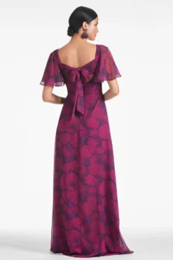 Aurora Gown - Magenta Bloom -Sachin & Babi Shop AURORAGOWN MAGENTABLOOM BACK scaled