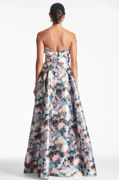 Brielle Gown - Ice Blue Garden -Sachin & Babi Shop BRIELLEGOWN ICEBLUEGARDEN BACK scaled