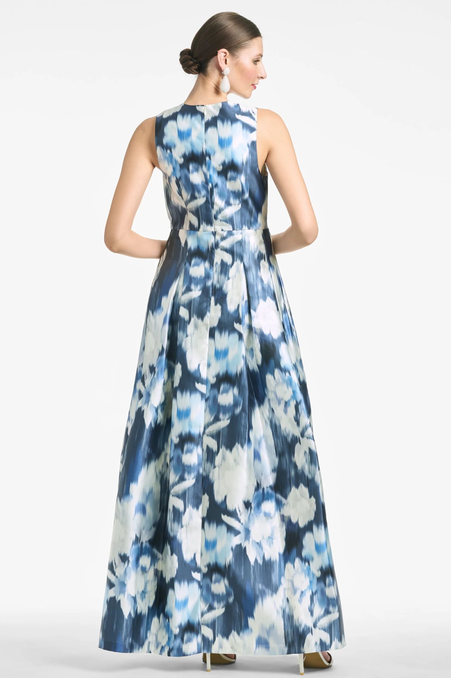 Brooke Gown - Blue Ikat Floral 3 Brooke Gown - Blue Ikat Floral - Image 3