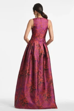 Brooke Gown - Raspberry Bouquet Multi 5 Brooke Gown - Raspberry Bouquet Multi -Sachin & Babi Shop BROOKEGOWN RASPBERRYBOUQUETMULTI BACK scaled