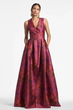 Brooke Gown - Raspberry Bouquet Multi