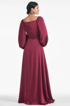 Bryant Gown - Garnet 5 Bryant Gown - Garnet -Sachin & Babi Shop BRYANTGOWN GARNET BACK scaled
