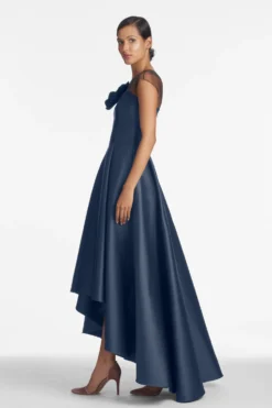 Blakely Gown - Navy -Sachin & Babi Shop BlakelyGown Navy Side scaled