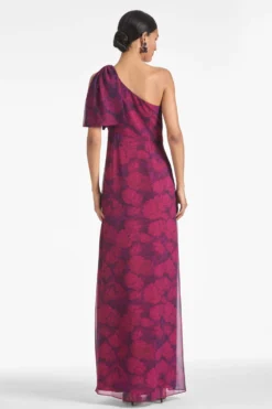 Chelsea Gown - Magenta Bloom -Sachin & Babi Shop CHELSEAGOWN MAGENTABLOOM BACK scaled