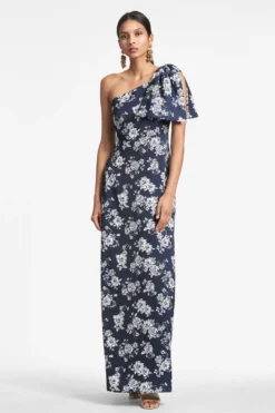 Chelsea Gown - Navy & Ivory Peony