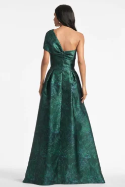 Deliah Gown - Malachite Bouquet Multi -Sachin & Babi Shop DELIAHGOWN MALACHITEBOUQUETMULTI BACK scaled