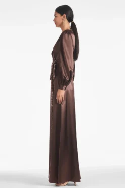 Dorthea Gown - Espresso 6 Dorthea Gown - Espresso -Sachin & Babi Shop DORTHEAGOWN ESPRESSO SIDE scaled