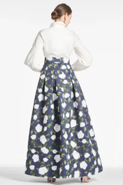 Florence Gown - Navy/Ivory Moonlit Garden -Sachin & Babi Shop FLORENCEGOWN NAVYIVORYMOONLITGARDEN BACK scaled