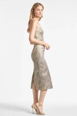 Isa Dress - Gilded Floral -Sachin & Babi Shop ISADRESS GILDEDFLORAL SIDE scaled