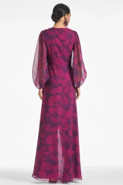 Jenny Gown - Magenta Bloom -Sachin & Babi Shop JENNYGOWN MAGENTABLOOM BACK scaled