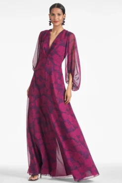 Jenny Gown - Magenta Bloom -Sachin & Babi Shop JENNYGOWN MAGENTABLOOM FRONT2 scaled