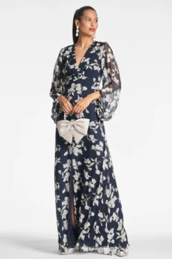 Jenny Gown - Navy Venetia Petal -Sachin & Babi Shop JENNYGOWN NAVYVENETIAPETAL FRONT4 scaled