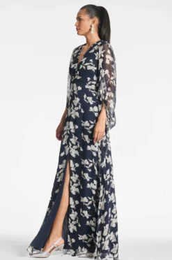 Jenny Gown - Navy Venetia Petal -Sachin & Babi Shop JENNYGOWN NAVYVENETIAPETAL SIDE3 scaled