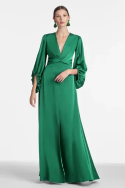 Jenny Gown - Emerald -Sachin & Babi Shop JennyGown Emerald Front scaled