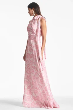 Kayla Gown - Rouge Damask Rose -Sachin & Babi Shop KAYLAGOWN ROUGEDAMASKROSE SIDE scaled