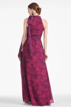 Kayla Gown - Magenta Bloom -Sachin & Babi Shop KAYLAGOWN MAGENTABLOOM BACK scaled