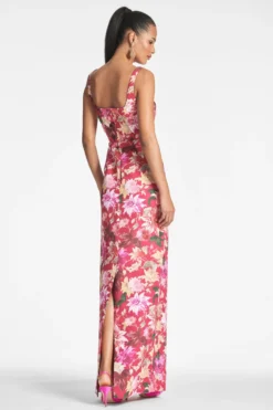 Lana Gown - Deep Pink Dahlia -Sachin & Babi Shop LANAGOWN DEEPPINKDAHLIA BACK scaled