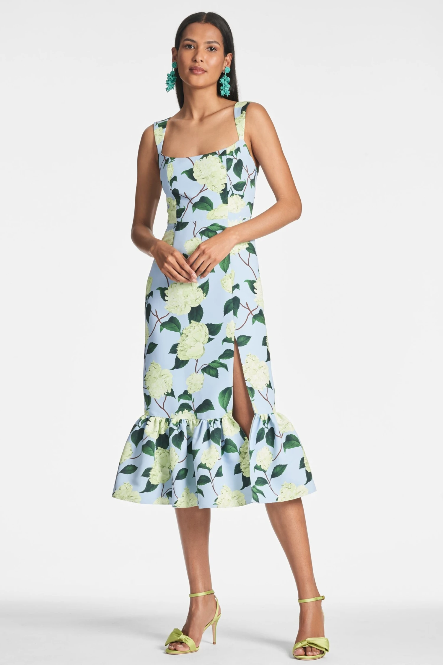 Laura Dress - Sky Citrine Peonies 1 Laura Dress - Sky Citrine Peonies