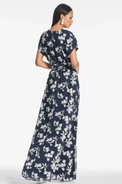 Leah Gown - Navy Venetia Petal -Sachin & Babi Shop LEAHGOWN NAVYVENETIAPETAL BACK scaled