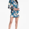 Lily Dress - Teal Garden Crepe Mini Dress