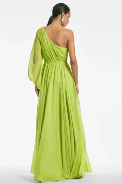 Makayla Gown - Chartreuse -Sachin & Babi Shop MAKAYLAGOWN CHARTREUSE BACK scaled