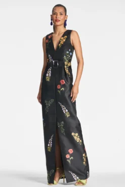 Marsden Gown - Noir Bouquet -Sachin & Babi Shop MARSDENGOWN BELTED NOIRBOUQUET FRONT scaled