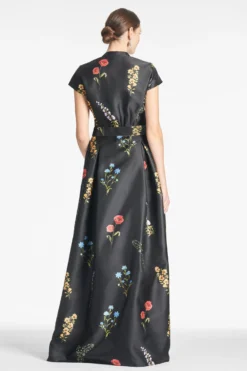 Marta Gown - Noir Bouquet -Sachin & Babi Shop MARTAGOWN BELTED NOIRBOUQUET BACK scaled