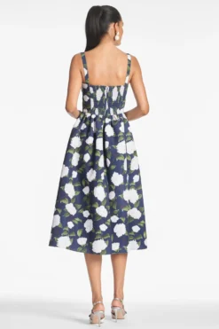 Olena Dress - Navy/Ivory Moonlit Garden -Sachin & Babi Shop OLENADRESS NAVYIVORYMOONLITGARDEN BACK scaled