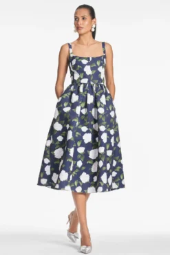 Olena Dress - Navy/Ivory Moonlit Garden -Sachin & Babi Shop OLENADRESS NAVYIVORYMOONLITGARDEN FRONT2 scaled