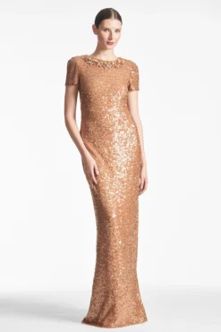 Shiloh Gown - Honey 9 Shiloh Gown - Honey -Sachin & Babi Shop SHILOHGOWN HONEY FRONT5 scaled