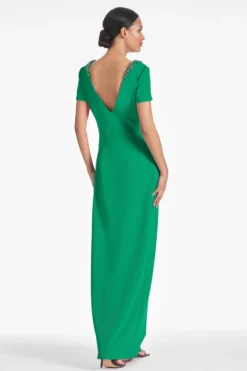 Shiloh Gown - Cadmium Green -Sachin & Babi Shop SHILOHGOWN CADMIUMGREEN BACK scaled