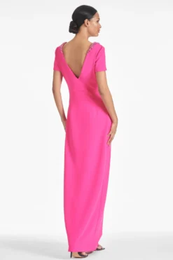 Shiloh Gown - Electric Pink -Sachin & Babi Shop SHILOHGOWN ELECTRICPINK BACK scaled