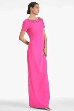 Shiloh Gown - Electric Pink -Sachin & Babi Shop SHILOHGOWN ELECTRICPINK SIDE scaled