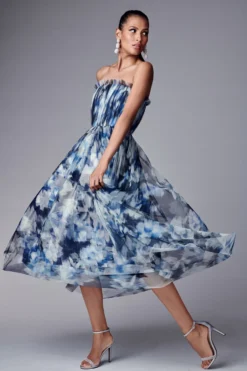 Marni Dress - Blue Ikat Floral -Sachin & Babi Shop SHOT 19 0015 scaled