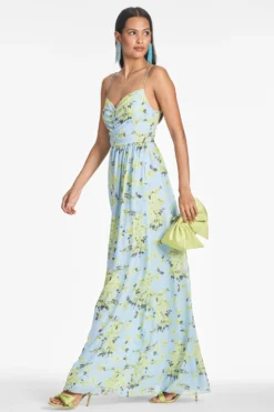 Sienna Gown - Sky Citrine Floral -Sachin & Babi Shop SIENNAGOWN SKYCITRINEFLORAL SIDE3 scaled