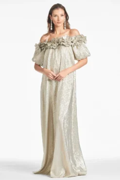 Valentina Gown - Silver -Sachin & Babi Shop VALENTINAGOWN SILVER FRONT2 scaled