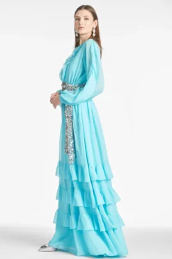 Venus Gown - Blue Topaz -Sachin & Babi Shop VENUSGOWN BLUETOPAZ SIDE scaled