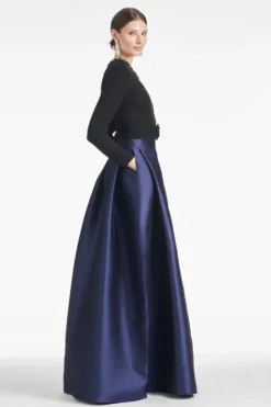Victoria Gown - Black/Navy -Sachin & Babi Shop VICTORIAGOWN BLACK BLUE SIDE scaled