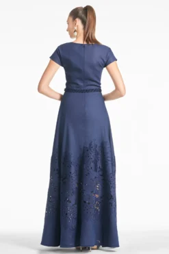 Zefira Gown - Navy -Sachin & Babi Shop ZEFIRAGOWN NAVY BACK scaled