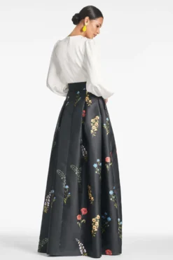 Zoe Gown - Off White/Noir Bouquet -Sachin & Babi Shop ZOEGOWN NOIRBOUQUET BACK scaled